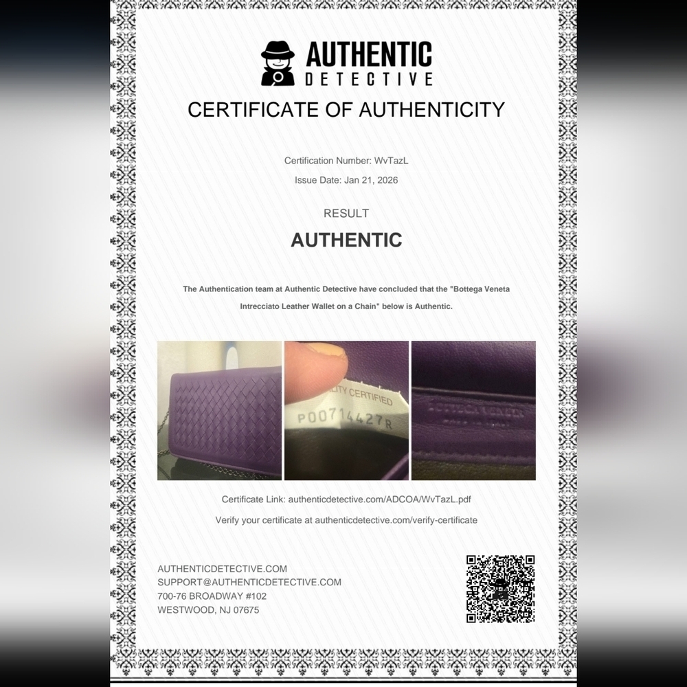 Bottega Veneta Intrecciato Wallet on Chain – Purple EUC Authentic - Picture 9 of 17